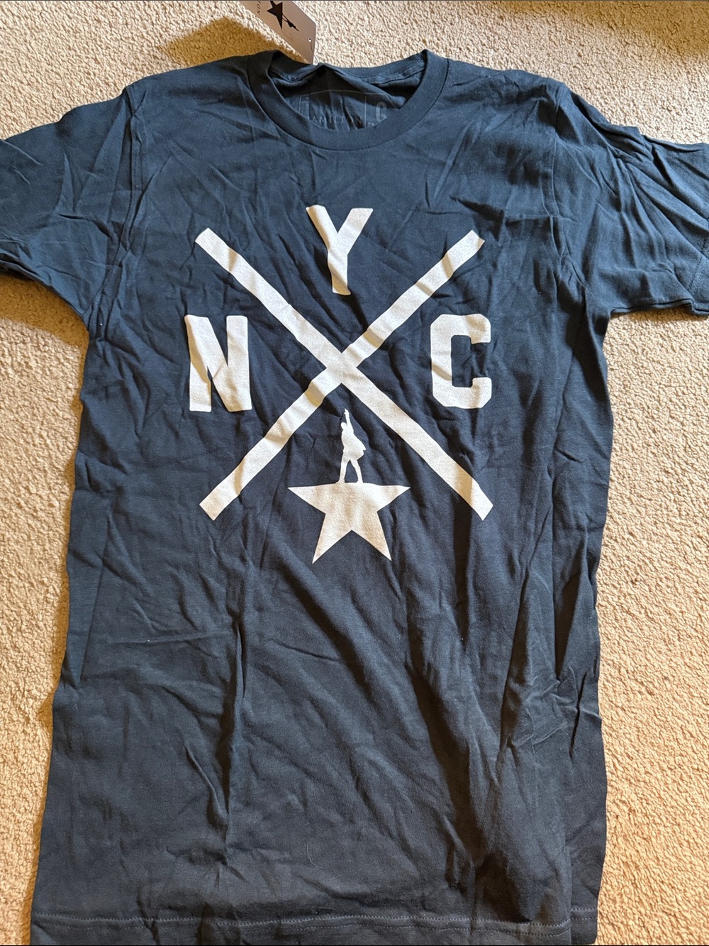 Hamilton Black Short Sleeve Tee with White NYC Cross Graphic